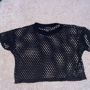 cropped see through black shirt